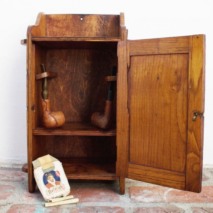 Antique Wooden Pipe Case, Humidor Cabinet - Image 2