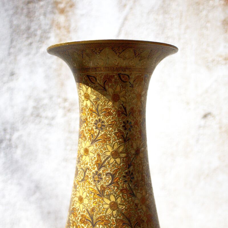 Vintage Indian Brass Etched Vase -SOLD - The Abode SC